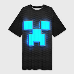 Женская длинная футболка Minecraft Creeper - neon