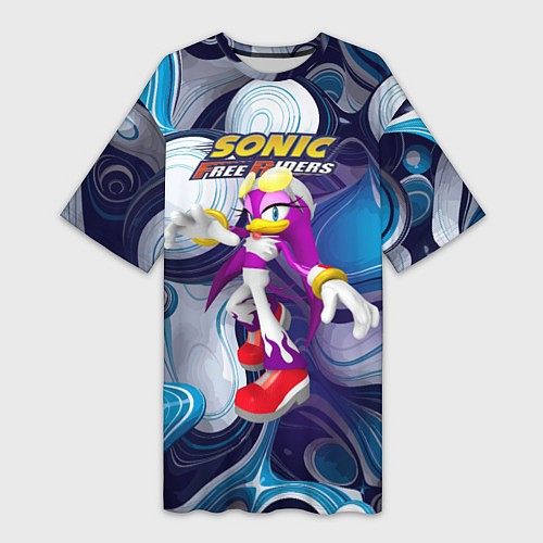 Женская длинная футболка Sonic - ласточка Вейв - Free riders - pattern / 3D-принт – фото 1