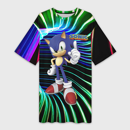 Женская длинная футболка Sonic - hedgehog - video game / 3D-принт – фото 1