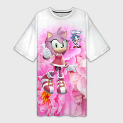 Женская длинная футболка Sonic - Amy Rose - Video game