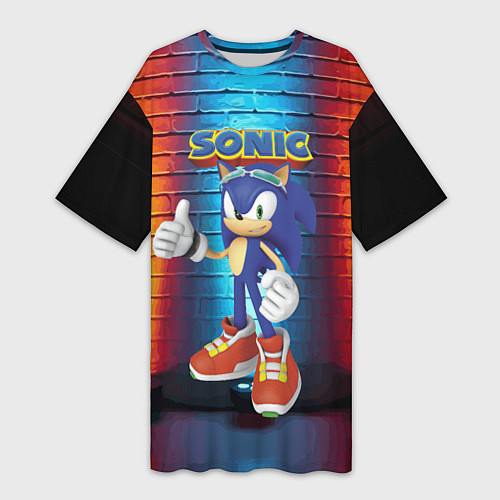 Женская длинная футболка Sonic - Hedgehog - Video game - жест / 3D-принт – фото 1