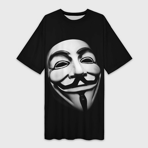 Женская длинная футболка Маска анонимуса - Гай Фокс / 3D-принт – фото 1