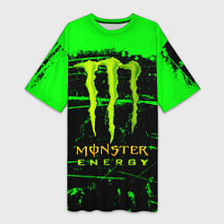 Женская длинная футболка Monster energy green neon