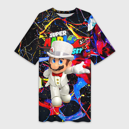 Женская длинная футболка Super Mario Odyssey - Nintendo - видеоигра / 3D-принт – фото 1
