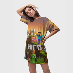 Футболка женская длинная Инга Minecraft, цвет: 3D-принт — фото 2