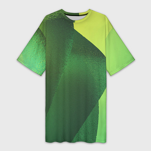 Женская длинная футболка Зелёные абстрактные волны / 3D-принт – фото 1
