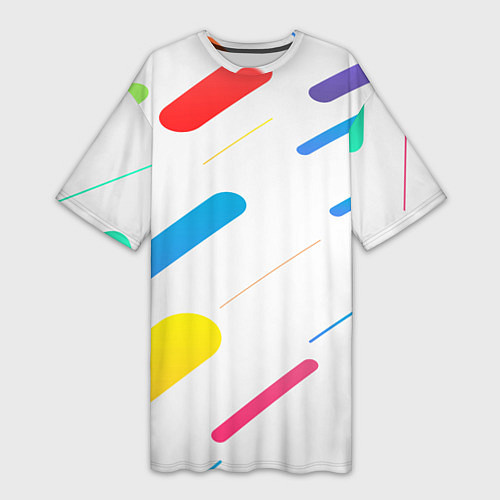 Женская длинная футболка Разноцветные круги и полосы / 3D-принт – фото 1