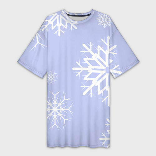 Женская длинная футболка Снежинок узоры / 3D-принт – фото 1