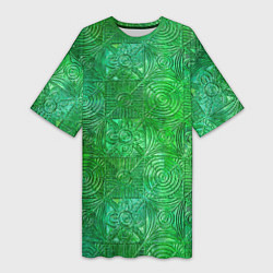 Женская длинная футболка Узорчатый зеленый стеклоблок имитация