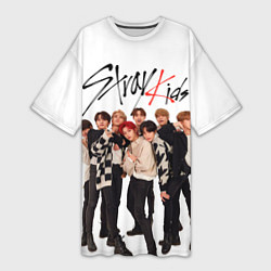 Футболка женская длинная Stray Kids white background, цвет: 3D-принт