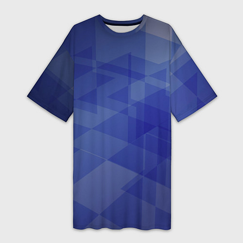Женская длинная футболка Абстрактные синие прямоугольные фигуры / 3D-принт – фото 1