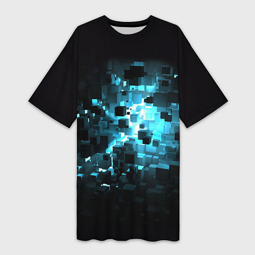 Женская длинная футболка Прорыв - абстрактные кубы / 3D-принт – фото 1