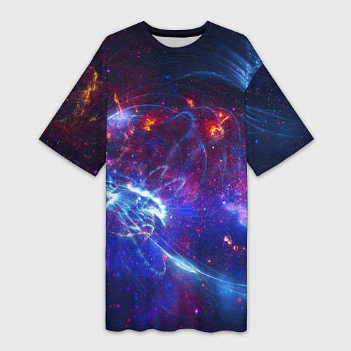 Женская длинная футболка Абстрактное космическое пространство / 3D-принт – фото 1