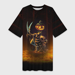 Женская длинная футболка Пугало с ножницами - Halloween