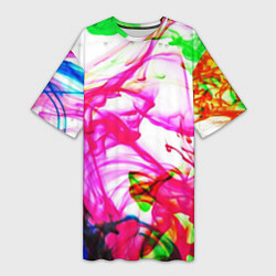 Женская длинная футболка Неоновые краски в воде