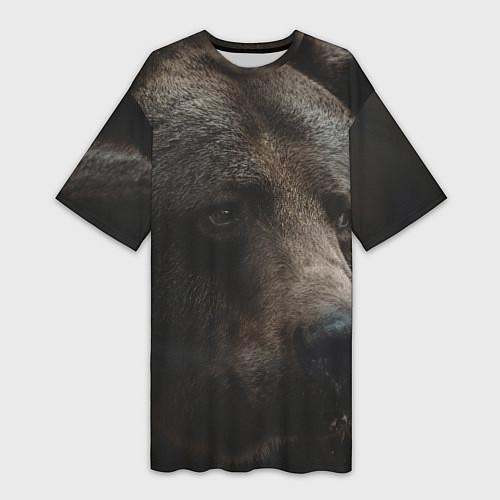 Женская длинная футболка Медведь / 3D-принт – фото 1