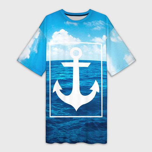 Женская длинная футболка Anchor - marine theme / 3D-принт – фото 1
