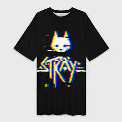 Футболка женская длинная Stray glitch logo, цвет: 3D-принт