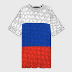 Женская длинная футболка Триколор - флаг России плетёный