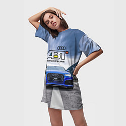 Футболка женская длинная Audi ABT - sportsline на трассе, цвет: 3D-принт — фото 2