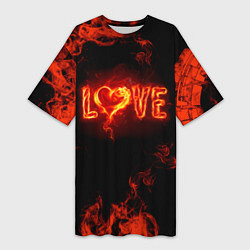 Женская длинная футболка Fire love