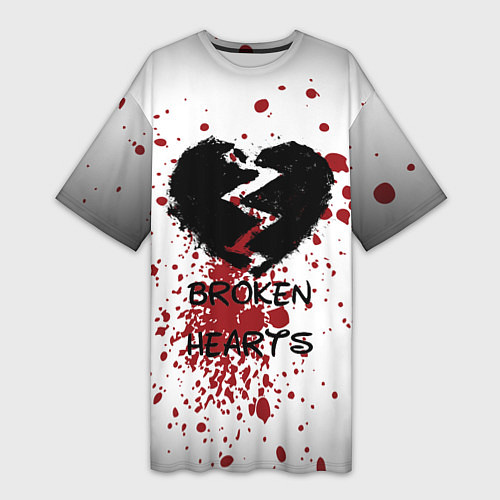 Женская длинная футболка Разбитое черное сердце / 3D-принт – фото 1