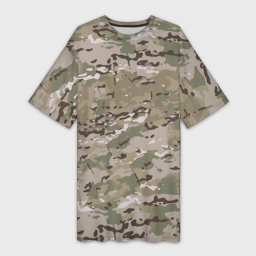 Женская длинная футболка Мультикам камуфляж / 3D-принт – фото 1