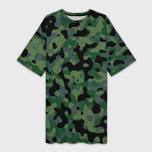 Женская длинная футболка Камуфляж WW2 Tropics Verdant / 3D-принт – фото 1