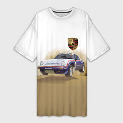 Женская длинная футболка Porsche - гонки в пустыне