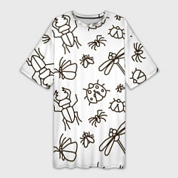 Женская длинная футболка Bugs pattern