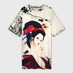 Женская длинная футболка Японская девушка