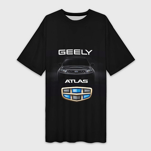 Женская длинная футболка Geely Атлас / 3D-принт – фото 1