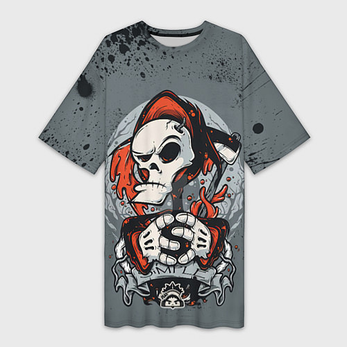 Женская длинная футболка Slipknot Скелет / 3D-принт – фото 1