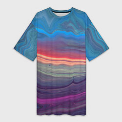 Женская длинная футболка Цветной переливающийся абстрактный песок