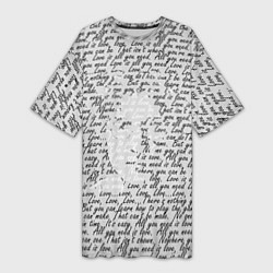 Женская длинная футболка Джон Леннон, портрет и слова песни