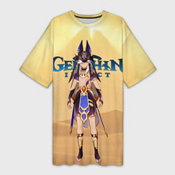 Женская длинная футболка Сайно в пустыне - Геншин импакт