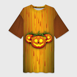 Женская длинная футболка Тыквы-Хэллоуин