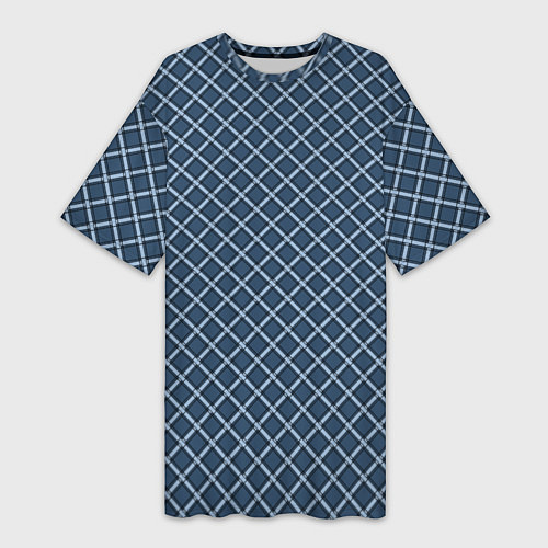 Женская длинная футболка Модный клетчатый узор серый / 3D-принт – фото 1