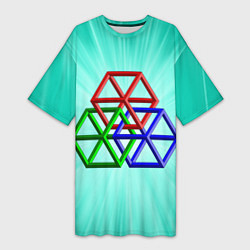 Женская длинная футболка Невозможная геометрия - оптическая иллюзия