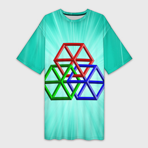 Женская длинная футболка Невозможная геометрия - оптическая иллюзия / 3D-принт – фото 1