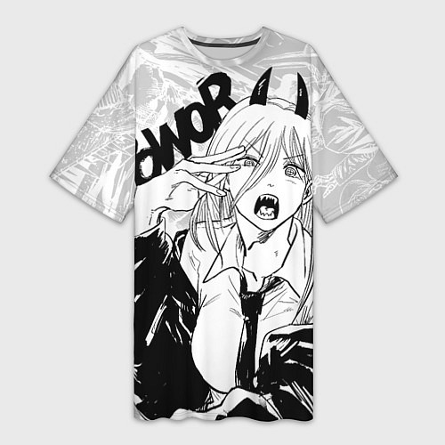 Женская длинная футболка Пауэр - Человек-бензопила / 3D-принт – фото 1