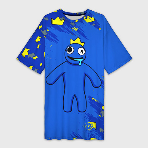 Женская длинная футболка Радужные друзья Синий в короне / 3D-принт – фото 1