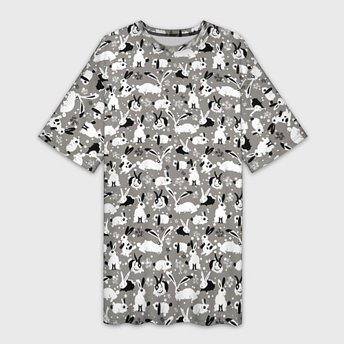 Женская длинная футболка Кролики пятнистые / 3D-принт – фото 1