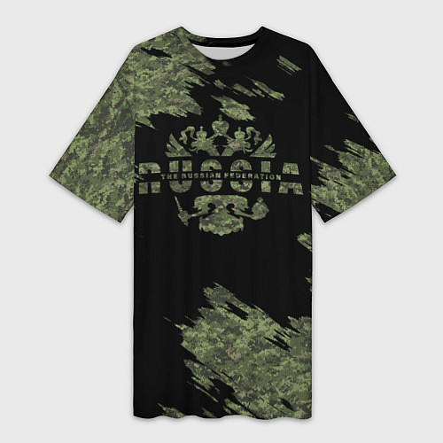 Женская длинная футболка Пиксельный камуфляж Russian Federation / 3D-принт – фото 1