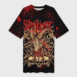 Женская длинная футболка Slipknot red black
