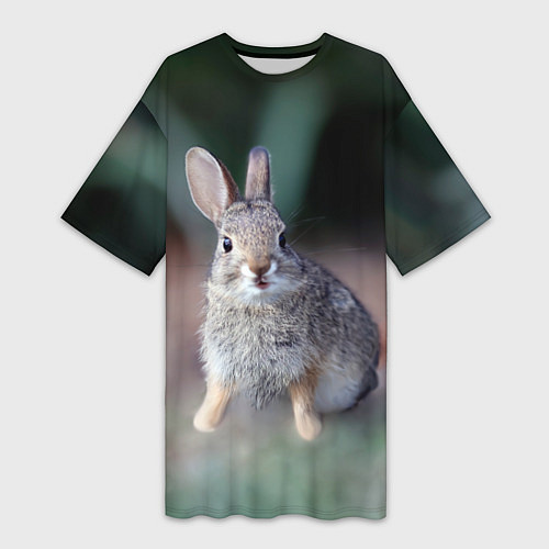 Женская длинная футболка Малыш кролик / 3D-принт – фото 1