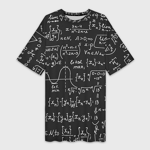 Женская длинная футболка Геометрические формулы / 3D-принт – фото 1