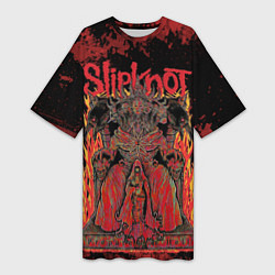 Женская длинная футболка Slipknot black and red