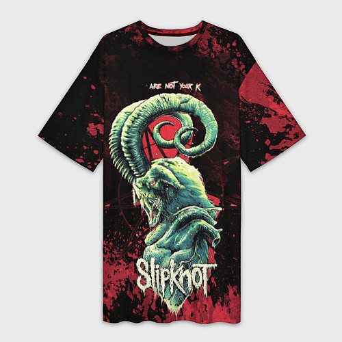 Женская длинная футболка Slipknot - козел / 3D-принт – фото 1