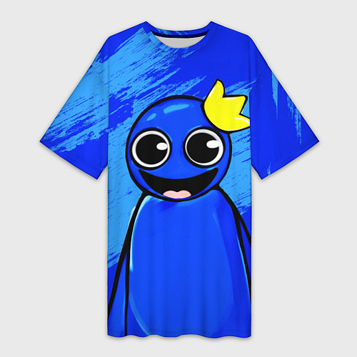 Женская длинная футболка Радужные друзья: веселый Синий / 3D-принт – фото 1